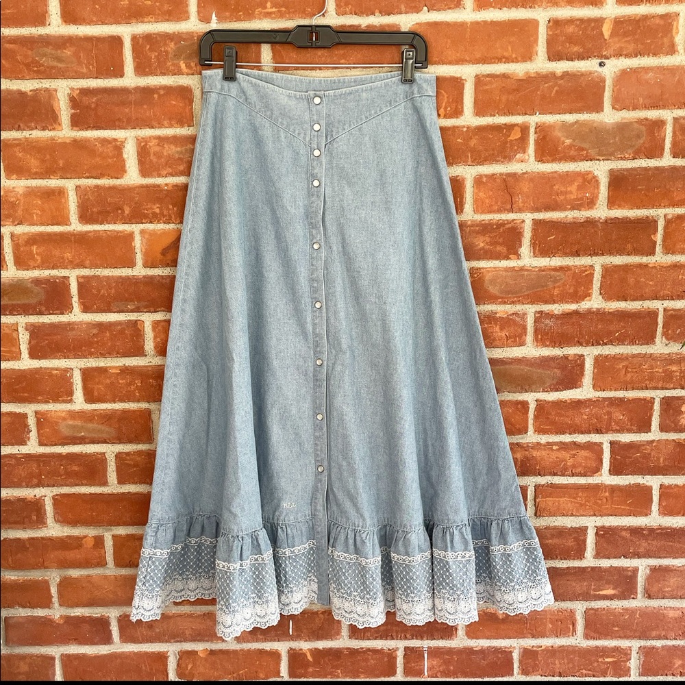 Ralph Lauren vintage 90’s prairie lace denim maxi